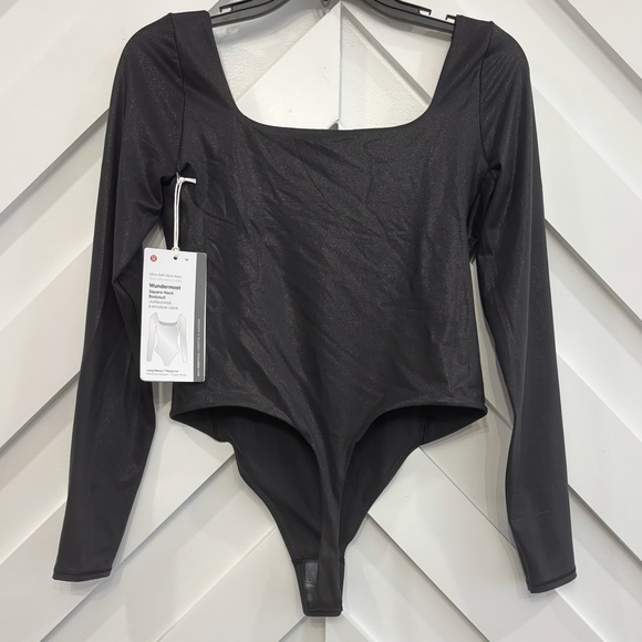 NWT Lululemon Wundermost Nulu Square Neck Bodysuit Size Medium In Shine Black - Picture 1 of 6